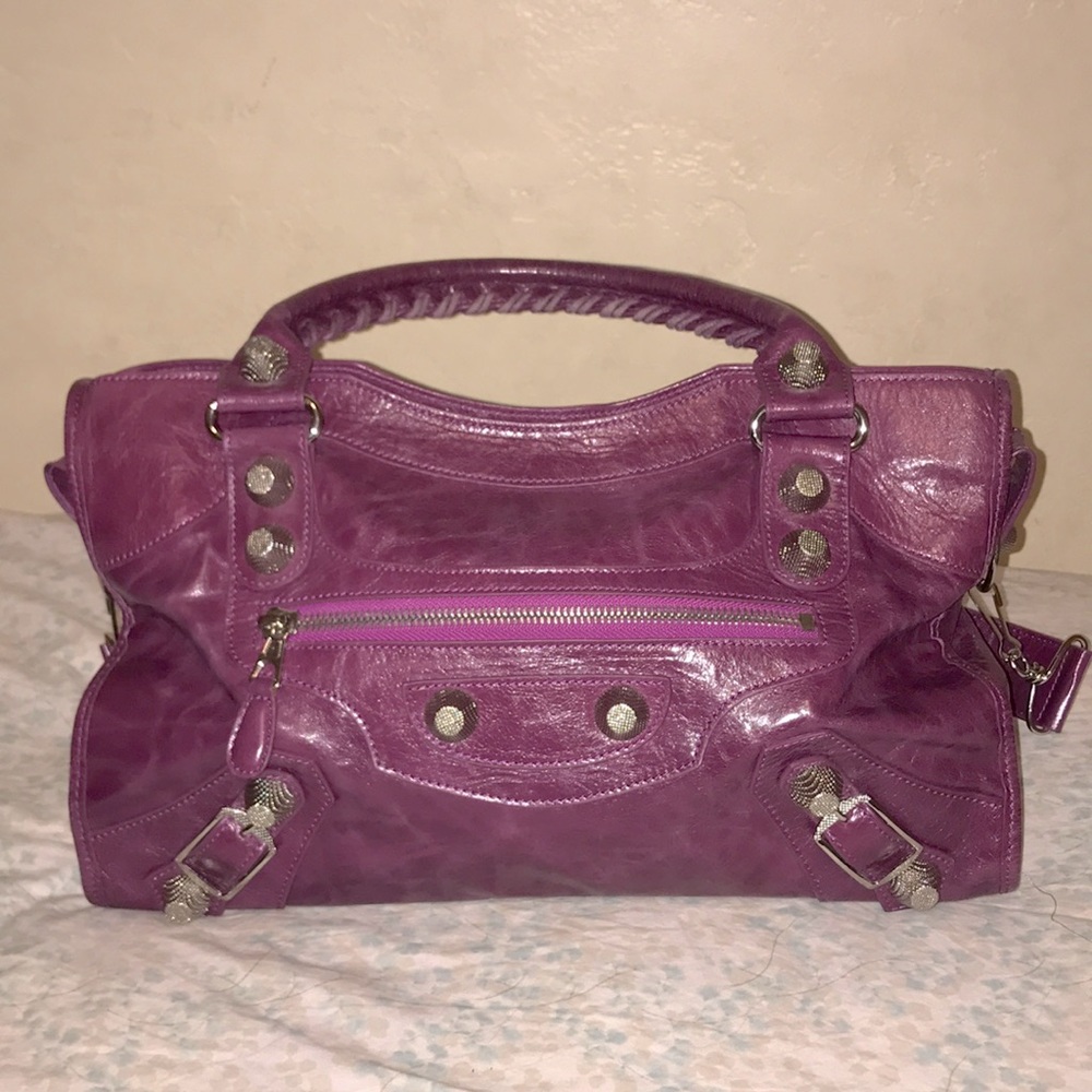 Balenciaga City GH Magenta Leather Bag